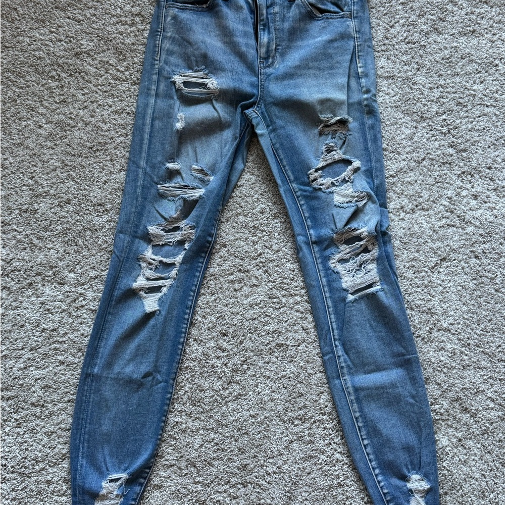 American Eagle Outfitters Ripped Blue Skinny Jeans